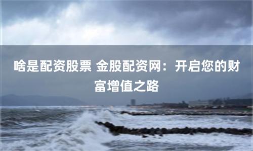 啥是配资股票 金股配资网：开启您的财富增值之路